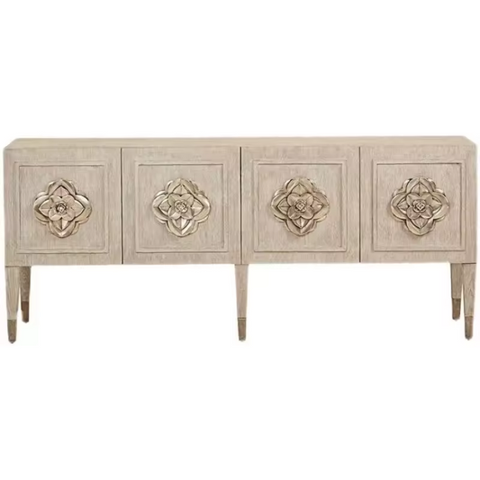 Wooden TV Cabinet Decorated With Metal Petals