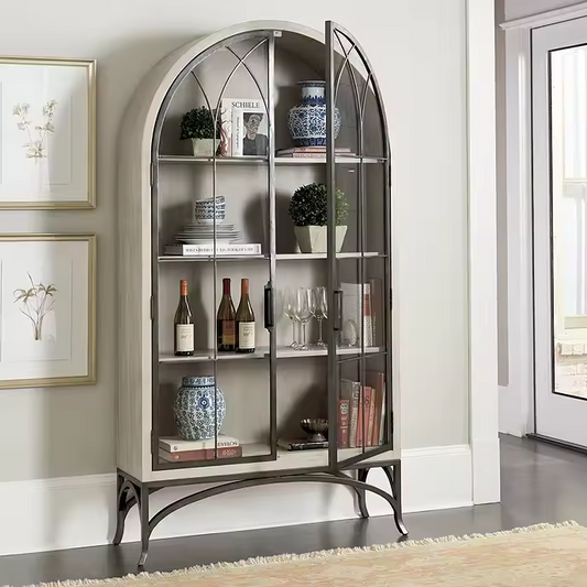 Arched Bookcase, Wood Storage Cabinet